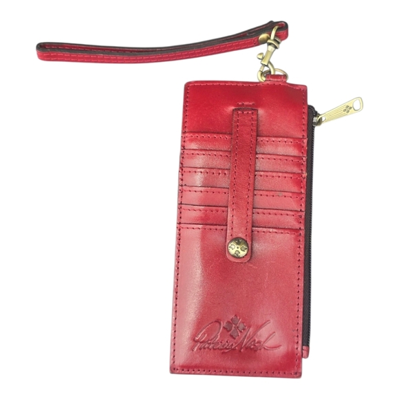 PATRICIA NASH Vintage Lava Red ID Credit Card Coin Holder 100% Leather Logo - Picture 1 of 11